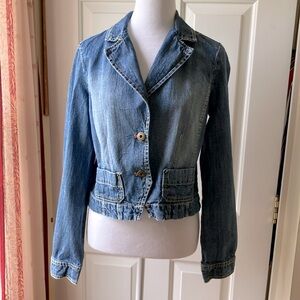 Tint Women’s Denim Jean Jacket Cotton V-Neck Medium Wash Size M